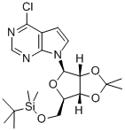 6-Chloro-7-deaza-9-(5-O-tert-butyldimethylsilyl-2,3-O-isopropylidene-b-D-ribofuranosyl)purine结构式