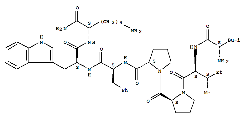 L-Leucyl-L-isoleucyl-L-prolyl-L-prolyl-L-phenylalanyl-L-tryptophyl-L-lysinamide结构式