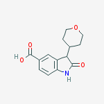 Structure of 1H-INDOLE-5-CARBOXYLIC ACID, 2,3-DIHYDRO-2-OXO-3-(TETRAHYDRO-2H-PYRAN-4-YL)-