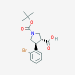 (±)-trans-1-Boc-4-(2-bromo-phenyl)-pyrrolidine-3-carboxylic acid结构式