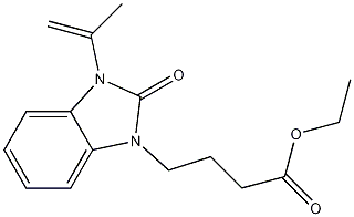 Structure of 1H-Benzimidazole-1-butanoicacid, 2,3-dihydro-3-(1-methylethenyl)-2-oxo-, ethyl ester