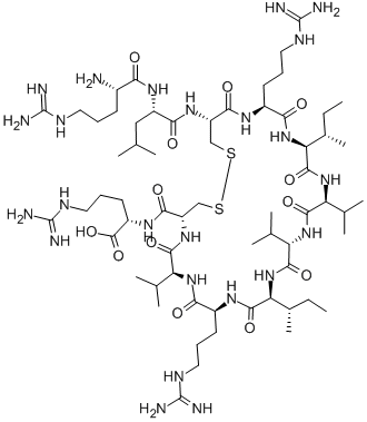 N~5~-(diaminomethylidene)ornithyl-N-[13,22-di(butan-2-yl)-4-({1-carboxy-4-[(diaminomethylidene)amino]butyl}carbamoyl)-10,25-bis{3-[(diaminomethylidene)amino]propyl}-6,9,12,15,18,21,24,27-octaoxo-7,16,19-tri(propan-2-yl)-1,2-dithia-5,8,11,14,17,20,23,26-oc结构式