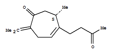Structure of 4-Cyclohepten-1-one,6-methyl-2-(1-methylethylidene)-5-(3-oxobutyl)-, (S)-