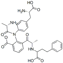 Chemical structure of 4-[[(1S)-1-[[(2S)-2-[[(2S)-2-[(1-carboxy-3-phenyl-propyl)amino]propano yl]amino]propanoyl]carbamoyl]-2-phenyl-ethyl]amino]benzoic acid