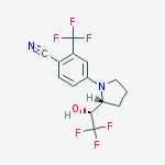 Structure of 4-[(2R)-2-[(1R)-2,2,2-trifluoro-1-hydroxyethyl]pyrrolidin-1-yl]-2-(trifluoromethyl)benzonitrile
