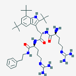 (2s)-2-amino-5-(diaminomethylideneamino)-n-[(2s)-1-[[(2s)-5-(diaminomethylideneamino)-1-oxo-1-(2-phenylethylamino)pentan-2-yl]amino]-1-oxo-3-(2,5,7-tritert-butyl-1h-indol-3-yl)propan-2-yl]pentanamide结构式