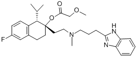 Structure of (1S,2S)-2-[2-[[3-(1H-BENZIMIDAZOL-2YL)PROPYL]METHYLAMINO]ETHYL]-6-FLUORO-1,2,3,4-TETRAHYDRO-1-(1-METHYLETHYL)-2-NAPHTHALENYL METHOXYACETOACETATE DIHYDROCHLORIDE