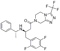 Structure of (3R)-1-[5,6-Dihydro-3-(trifluoromethyl)-1,2,4-triazolo[4,3-a]pyrazin-7(8H)-yl]-3-[[(1R)-1-phenylethyl]amino]-4-(2,4,5-trifluorophenyl)-1-butanone