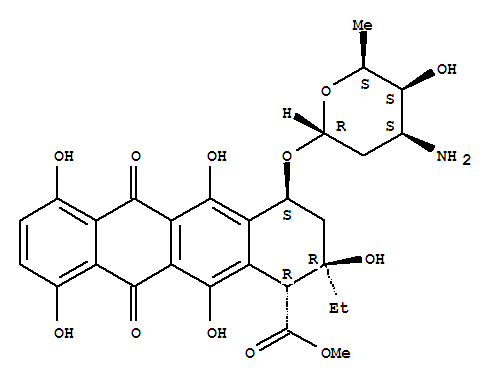 Structure of 7-O-(3-amino-2,3,6-trideoxy-alpha-hexopyranosyl)-epsilon-isorhodomycinone