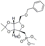Structure of dimethyl ((3aR,4R,6R,6aR)-6-(benzyloxymethyl)-4-hydroxy-2,2-dimethyltetrahydrofuro[3,4-d][1,3]dioxol-4-yl)methylphosphonate