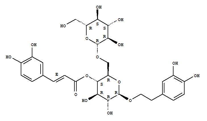 Structure of b-D-Glucopyranoside,2-(3,4-dihydroxyphenyl)ethyl 6-O-b-D-glucopyranosyl-, 4-[3-(3,4-dihydroxyphenyl)-2-propenoate], (E)-