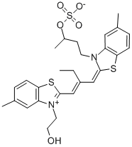 5,5-DIMETHYL-9-ETHYL-3-(2-HYDROXYETHYL)-3-(3-SULFATOBUTYL)THIACARBOCYANINE BETAINE结构式
