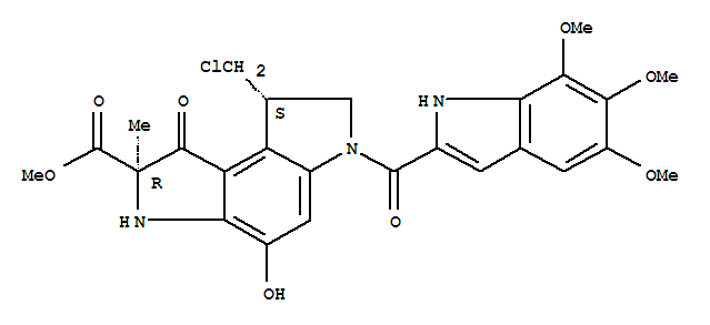 Structure of Benzo1,2-b:4,3-bdipyrrole-2-carboxylic acid, 8-(chloromethyl)-1,2,3,6,7,8-hexahydro-4-hydroxy-2-methyl-1-oxo-6-(5,6,7-trimethoxy-1H-indol-2-yl)carbonyl-, methyl ester, (2R,8S)-