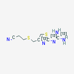 Structure of 3-[2-[(DIAMINOMETHYLENE)AMINO-4-THIAZOLYL]THIO]PROPIONITRILE-13C3