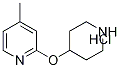 Chemical structure of 4-Methyl-2-(piperidin-4-yloxy)-pyridine hydrochloride, 98+% C11H17ClN2O, MW: 228.72