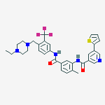 N-[5-[[4-[(4-ethylpiperazin-1-yl)methyl]-3-(trifluoromethyl)phenyl]carbamoyl]-2-methylphenyl]-5-thiophen-2-ylpyridine-3-carboxamide结构式