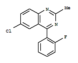 Structure of 6-chloro-4-(2-fluorophenyl)-2-methylquinazoline