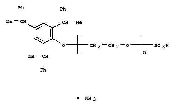 聚乙二醇 2,4,6-三(1-苯基乙基)苯基醚硫酸酯铵盐结构式