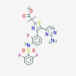 2-[5-(2-aminopyrimidin-4-yl)-4-[3-[(2,6-difluorophenyl)sulfonylamino]-2-fluorophenyl]-1,3-thiazol-2-yl]-2-methylpropanoic Acid结构式
