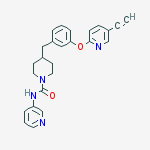 Structure of 4-[[3-[(5-Ethynyl-2-pyridinyl)oxy]phenyl]methyl]-N-3-pyridinyl-1-piperidinecarboxamide