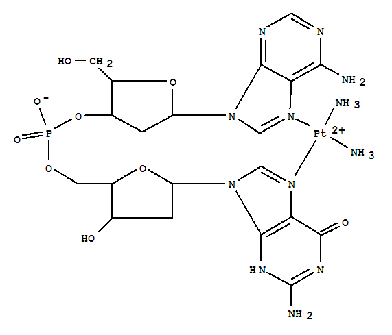 Structure of cisplatin-deoxy(adenosine monophosphate guanosine) adduct