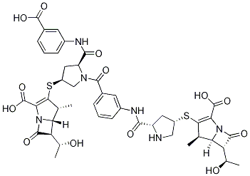 Structure of (4R,5S,6S)-3-[[(3S,5S)-1-[3-[[[(2S,4S)-4-[[(4R,5S,6S)-2-Carboxy-6-[(1R)-1-hydroxyethyl]-4-Methyl-7-oxo-1-azabicyclo[3.2.0]hept-2-en-3-yl]thio]-2-pyrrolidinyl]carbonyl]aMino]benzoyl]-5-[[(3-carboxyphenyl)aMino]carbonyl]-3-pyrrolidinyl]thio]-6-[(1R)-1-hydro