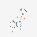 Structure of 1H-Pyrrolo[2,3-b]pyridine, 4-chloro-3-iodo-1-(phenylsulfonyl)-