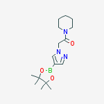 Structure of 1-(piperidin-1-yl)-2-(4-(4,4,5,5-tetramethyl-1,3,2-dioxaborolan-2-yl)-1H-pyrazol-1-yl)ethanone