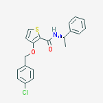 Structure of 3-((4-chlorobenzyl)oxy)-N-((1S)-1-phenylethyl)-2-thiophenecarboxamide