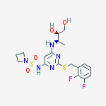 Structure of N-[2-[(2,3-difluorophenyl)methylsulfanyl]-6-[[(2R,3R)-3,4-dihydroxybutan-2-yl]amino]pyrimidin-4-yl]azetidine-1-sulfonamide
