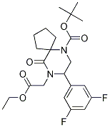 Structure of tert-butyl 8-(3,5-difluorophenyl)-9-(2-ethoxy-2-oxoethyl)-10-oxo-6,9-diazaspiro[4.5]decane-6-carboxylate
