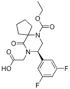 Structure of (R)-2-(8-(3,5-difluorophenyl)-6-(ethoxycarbonyl)-10-oxo-6,9-diazaspiro[4.5]decan-9-yl)acetic acid