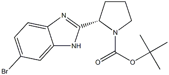 Structure of S-1-Pyrrolidinecarboxylic acid, 2-(6-bromo-1H-benzimidazol-2-yl)-, 1,1-dimethyleth