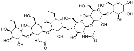 Structure of ALPHA-FUC-[1->2]-BETA-GAL-[1->3]-(ALPHA-FUC-[1->4])-BETA-GLCNAC-[1->3]-BETA-GAL-[1->4]-(ALPHA-FUC-[1->3])-BETA-GLCNAC-[1->3]-BETA-GAL-[1->4]-GLC