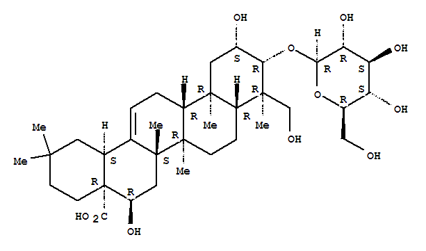 Structure of Olean-12-en-28-oicacid, 3-(b-D-glucopyranosyloxy)-2,16,23-trihydroxy-,(2b,3b,4a,16a)-