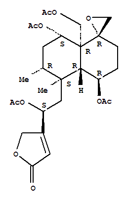 Structure of 2(5H)-Furanone,4-[1-(acetyloxy)-2-[4,8-bis(acetyloxy)-8a-[(acetyloxy)methyl]octahydro-5,6-dimethylspiro[naphthalene-1(2H),2'-oxiran]-5-yl]ethyl]-,[1R-[1a,4b,4ab,5b(S*),6a,8a,8aa]]-