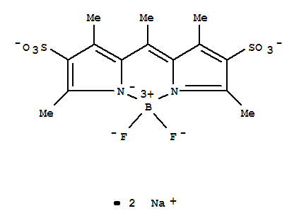 Borate(2-),[5-[1-(3,5-dimethyl-4-sulfo-2H-pyrrol-2-ylidene)ethyl]-2,4-dimethyl-1H-pyrrole-3-sulfonato(3-)-N1,N5]difluoro-,disodium, (T-4)-结构式