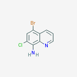 Chemical structure of 5-bromo-7-chloroquinolin-8-amine