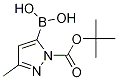 (1-(tert-Butoxycarbonyl)-3-methyl-1H-pyrazol-5-yl)boronic acid结构式
