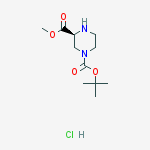 Structure of 1,3-Piperazinedicarboxylic acid, 1-(1,1-dimethylethyl) 3-methyl ester, hydrochloride (1:1), (3S)-