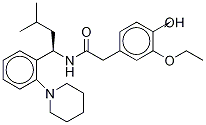 Structure of 4-[2-[[(1S)-3-methyl-1-(2-piperidin-1-ylphenyl)butyl]amino]-2-oxoethyl]-2-(1,1,2,2,2-pentadeuterioethoxy)benzoic acid