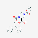 Structure of (R)-1-(((9H-Fluoren-9-yl)methoxy)carbonyl)-4-(tert-butoxycarbonyl)piperazine-2-carboxylic acid