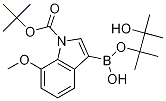 tert-Butyl 7-methoxy-3-(4,4,5,5-tetramethyl-1,3,2-dioxaborolan-2-yl)-1H-indole-1-carboxylate结构式