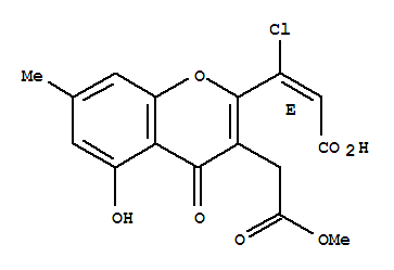 Structure of 4H-1-Benzopyran-3-aceticacid, 2-(2-carboxy-1-chloroethenyl)-5-hydroxy-7-methyl-4-oxo-, a-methyl ester, (E)-