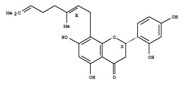 Structure of 4H-1-Benzopyran-4-one,2-(2,4-dihydroxyphenyl)-8-(3,7-dimethyl-2,6-octadienyl)-2,3-dihydro-5,7-dihydroxy-,[S-(E)]-