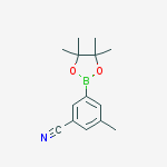 Chemical structure of 3-Methyl-5-(4,4,5,5-tetramethyl-[1,3,2]dioxaborolan-2-yl)-benzonitrile