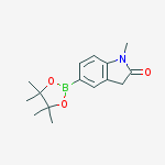 Structure of 1-methyl-5-(4,4,5,5-tetramethyl-1,3,2-dioxaborolan-2-yl)indolin-2-one