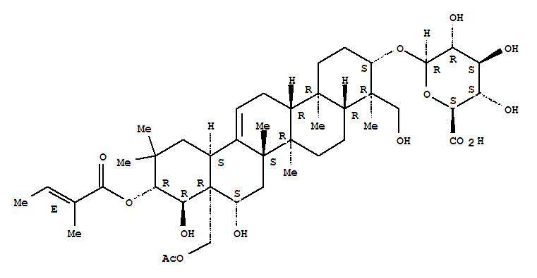 Structure of (3beta,16beta,21beta,22alpha)-28-Acetoxy-16,22,23-trihydroxy-21-{[(2E)-2-methylbut-2-enoyl]oxy}olean-12-en-3-yl beta-D-glucopyranosiduronic acid