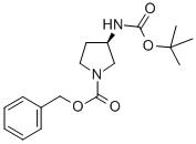 (R)-3-叔丁氧羰基氨基吡咯烷-1-甲酸苄酯结构式