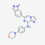 6-(1H-吲唑-6-基)-N-[4-(4-吗啉基)苯基]咪唑并[1,2-A]吡嗪-8-胺结构式